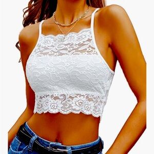 Avidlove White Lace Crop Top